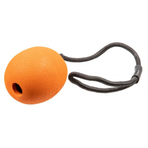 Tuffs Rubber Treat Orange With Rope Dog Toy